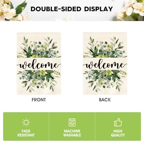 AVOIN colorlife Spring Summer Floral Welcome Garden Flag Outside 12x18 Inch - size: Garden Size-12 x 18"