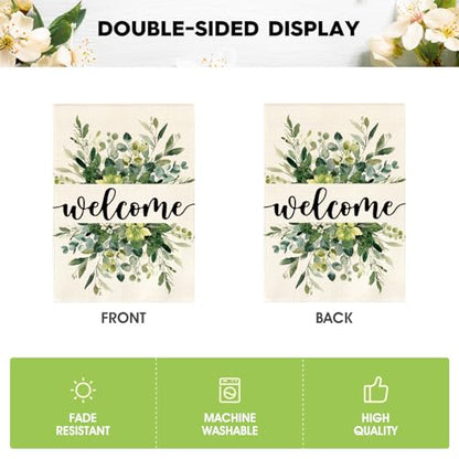 AVOIN colorlife Spring Summer Floral Welcome Garden Flag Outside 12x18 Inch - size: Garden Size-12 x 18"