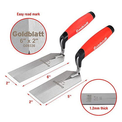 Goldblatt 6''X2'' & 5''X2'' Margin Trowel Set for Tile, Masonry, Cement