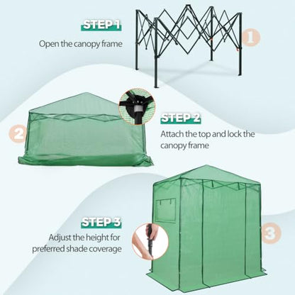 EAGLE PEAK 6x4 Easy Setup Small Pop Up Greenhouse, Clear/Green - color: Clear/Green, size: 6x4