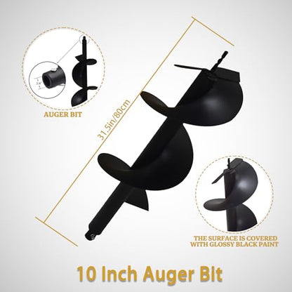 10 Inch Auger Bit Pneumatic Column Fence Digger Soil Drill Bit 10 Inch Ball Bed Digging Pile Hole Planting Tool for Inside Diameter 3/4 Inch Shaft - size: 10 Inch