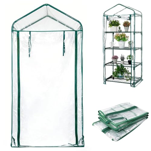 4 Tier Green House Cover - Replacement for Mini Greenhouse Plastic - 27" x19" x62" PVC Cover, Durable & Waterproof (Frame NOT Include)