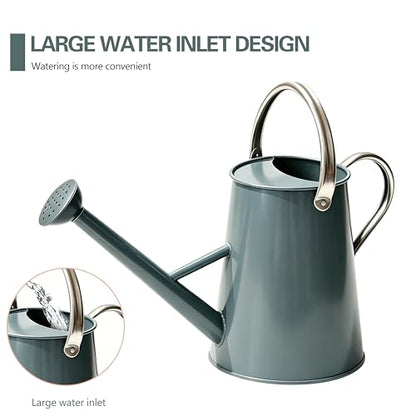 1.5 Gallon Metal Watering Can for Outdoor Plants, Large Watering Can, Gray - color: Gray