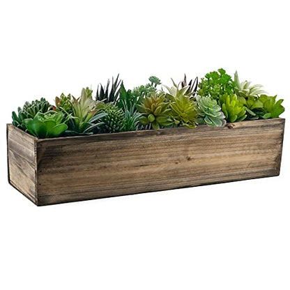 CYS EXCEL Rectangular Planter Box with Removable Zinc Metal Liner (H:8" Open:32"x8") | Multiple Size Choices Wood Rectangular Planter | Indoor Decorative Window Box
