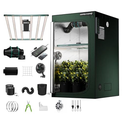 Mars Hydro 4x4 Smart Grow Tent Kit FC-4800 Grow Light Indoor Plant Growing - size: 48" × 48" × 80"