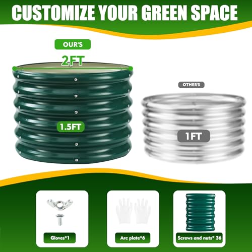 TBMLC 17" Tall,24" Diameter Elevated Round Metal Raised Garden Bed Green - color: Dark Green, size: 2FT Diameter