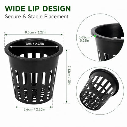 3 Inch Hydroponic Net Pots 100 Pack, Heavy Duty PP Net Cups for Seedlings
