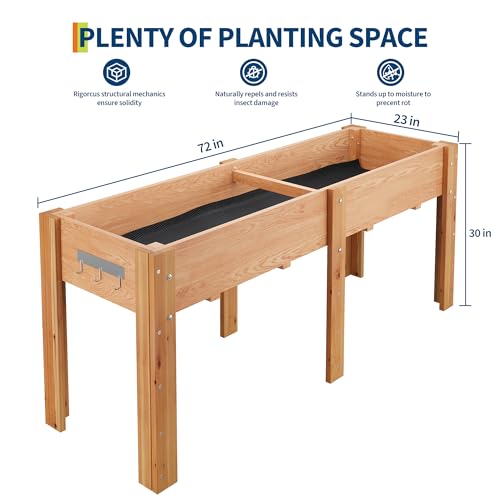 Jojoka 72"x23"x30" Raised Elevated Wooden Garden Planter Box