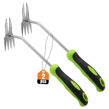 Hand Weeder Puller Tool,2 in1 Heavy Duty Stainless Steel Root Removal Tools - size: 2-PCS