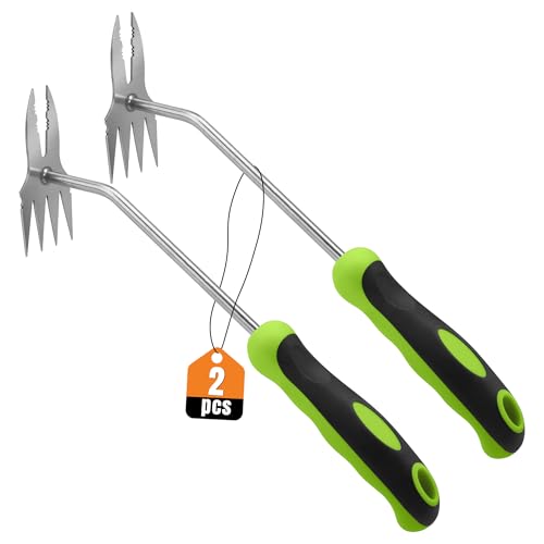 Hand Weeder Puller Tool,2 in1 Heavy Duty Stainless Steel Root Removal Tools - size: 2-PCS