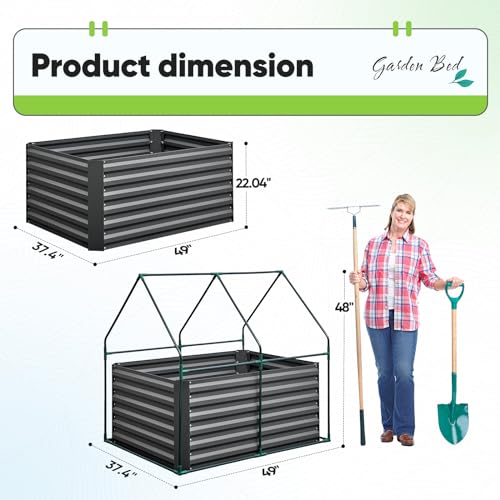 Quictent 4x3x2ft Galvanized Raised Garden Bed with Cover - color: Clear, size: 4 x 3 x 2 ft