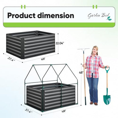 Quictent 4x3x2ft Galvanized Raised Garden Bed with Cover - color: Clear, size: 4 x 3 x 2 ft