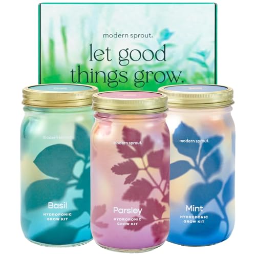 Modern Sprout Garden Jar Gift Pack - Hydroponic Kit - Basil, Parsley & Mint - color: Basil, Parsley, Mint, size: Garden Jar Gift Box Set