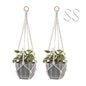 Artilady Hanging Planter for Indoor Plants Adjust Bead Macrame Plant Hanger - color: White B
