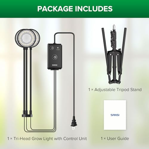 SANSI Grow Light for Indoor Plants, 40W 4-Head Tripod Stand Plant Light - color: Black-4-Head