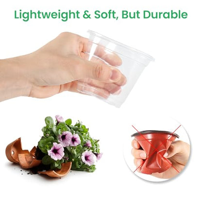Bluepro Clear Nursery Pots with Drainage Holes, 4/5/7 Inch, 30-Pack - size: 4/5/7 Inch-30Pcs