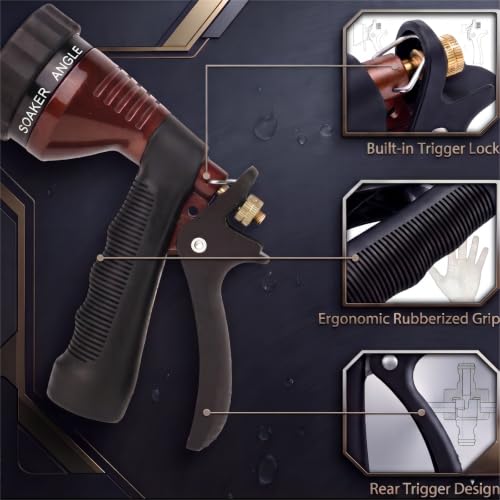 GREEN MOUNT Water Hose Nozzle Spray Nozzle, Metal Garden Hose Nozzle with Adjustable Spray Patterns, Perfect for Watering Plants, Washing Cars - color: Bronze