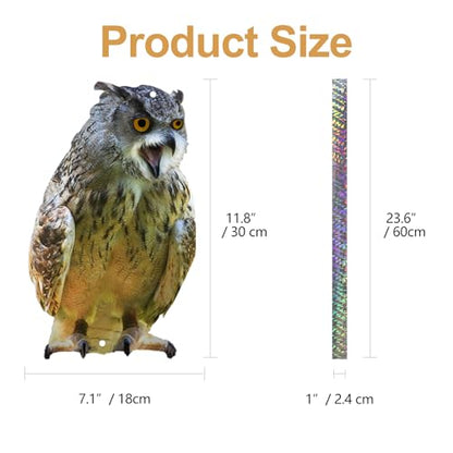 Owl to Keep Pigeons Away, 4Pcs Flat Plastic Owl - color: Brown 4pcs