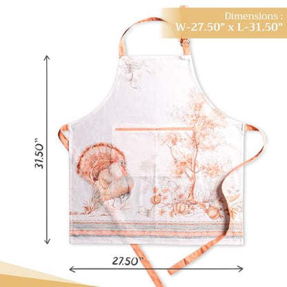 Maison d' Hermine Aprons for women with Pocket 100% Cotton (27.50"x31.50") - color: 147 - Giving Thanks