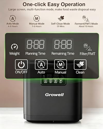 Growell Electric Composter for Kitchen, 4L Odorless Countertop Compost Bin - color: Black