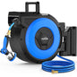 Retractable Garden Hose Reel, 5/8" x 90FT Automatic Retractable Water Hose Reel Wall Mount, with 10- Function Sprayer Nozzle, Any Length Lock/Auto Rewind/180°Swivel - size: 90 Ft