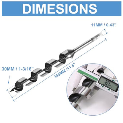 30 x 300mm (Approx. 1-3/16 x 12 Inch) Wood Auger Drill Bit - 1pcs - size: 30x300mm (Approx. 1-3/16 x 12")