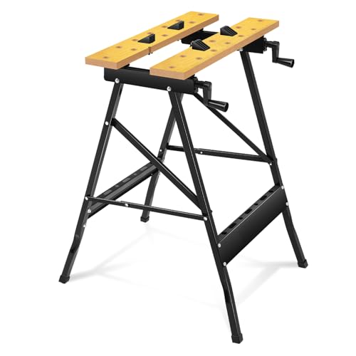 Auto Dynasty Folding Workbench w/Vise, 8-12" Adjustable Width, Portable