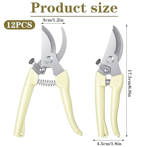 12 Pcs Floral Shears, Stainless Steel Pruning Shears Sharp Handheld Garden Shear Heavy Duty Plant Scissors for Trimming Plants, Cutting Flowers, Yard Gardening