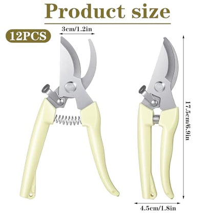 12 Pcs Floral Shears, Stainless Steel Pruning Shears Sharp Handheld Garden Shear Heavy Duty Plant Scissors for Trimming Plants, Cutting Flowers, Yard Gardening