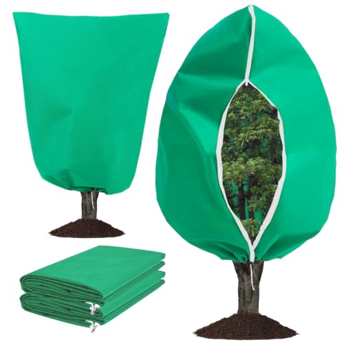 Eunika 2 PCS Plant Covers Freeze Protection w Zipper Drawstring,90.6"x78.7" - color: Green-XL-2
