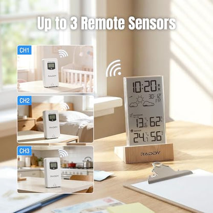 Raddy V5 Wireless Weather Station, Indoor Outdoor Thermometer