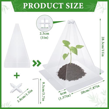 Reusable Plastic Garden Cloches, 7.8" x 11" Mini Greenhouse, 1.2mm Thick Clear Bell Covers with Metal Stakes Against Sun, Frost, Snails, Plant Protector (20pcs-Clear) - size: 20pcs-clear