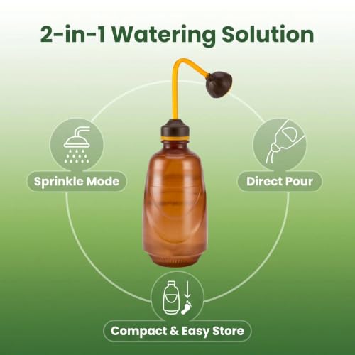 Watering Can for Seedlings, 15oz Plant Watering Can, Indoor Plant Watering Can, Flower Watering Can, Small Watering Can for Houseplants, Garden Flowers, Succulents(Brown) - color: Brown