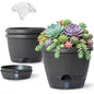 Sun-E 10 Inch Whiskey Barrel Self Watering Planters, Wood Look, 3-Pack - color: Deep Wooden Grain