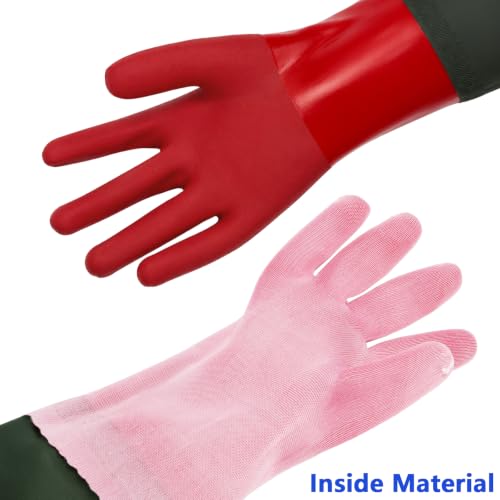 Okllen 2 Pair 27" Extra Long Rubber Gloves, Elbow Length Waterproof Gloves