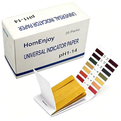 20 Pack pH Test Strips, 1600 Strips pH 1-14 Universal Litmus Paper