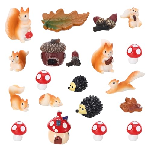 20Pcs Mini Resin Squirrel Figurines Miniature Squirrel Figures