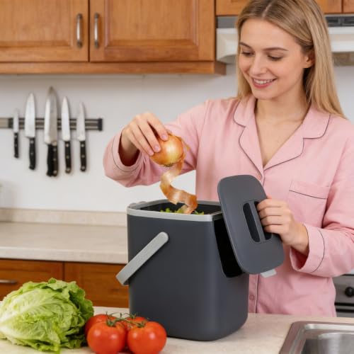 Compost Bin Kitchen, 0.7Gal Sealed Countertop Compost Bin - color: Dark Blue