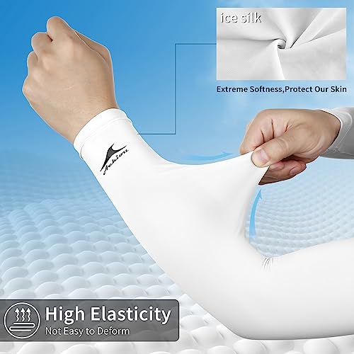Achiou Volleyball Arm Sleeves for Women, Cooling Ice Silk Sun Sleeves Youth - color: 2 Pairs: White