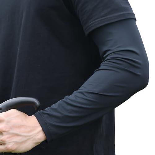 Arm Sleeves for Men, Loose Fit Non-Sticky, Cooling UV Sun Protection Arm Sleeves for Baseball Basketball Golf Hiking - color: Black, size: Medium