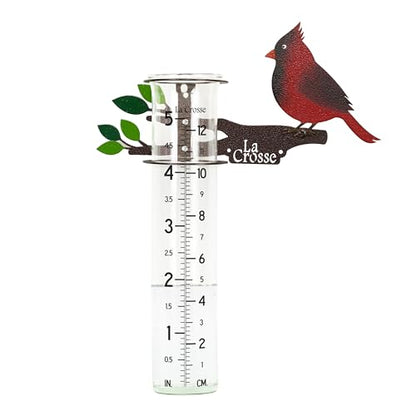 La Crosse 704-4612 5-inch Capacity Metal Cardinal Rain Gauge