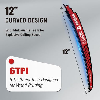 ANGELSWORD 12“ Arc Edge Reciprocating Saw Blades for Pruning, 6TPI 3pc - size: 12"-3PACK