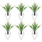 6Pcs Iron Diamond Wall-Mounted Vase Black Wall Decor Hanging Planter with Artificial Grass Greenery Indoor Plants Holder Wall Decoration for Bathroom Bedroom Living Room Decor