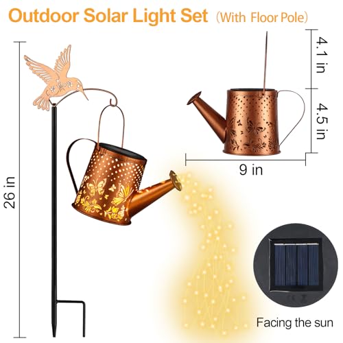 Butterfly Solar Watering Can Lantern Waterproof Garden Decor - size: Butterfly
