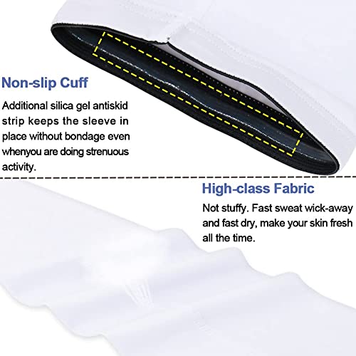 beister UV Protection Arm Sleeves for Men & Women, UPF 61+ Cooling Cover - color: White, size: X-Large