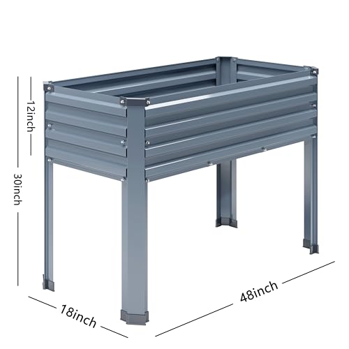 Vengarus 2PCS 48×18×30in Galvanized Raised Garden Bed Outdoor with Legs Set - color: Gray, size: Grey(2PCS)