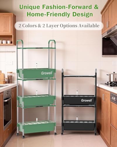 Growell 81 Pods Hydroponics Growing System Kit with Independent Water Pump - color: Black, size: 26" - 3 Tier (81 Pods)