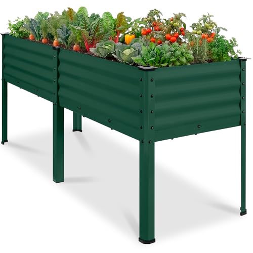 Best Choice Products 72x24x30in Non Toxic Galvanized Raised Garden Bed, Metal Elevated Planter Box, Vegetable Garden, 100% Non Toxic Materials - Dark Green - color: Dark Green, size: 72x24x30in