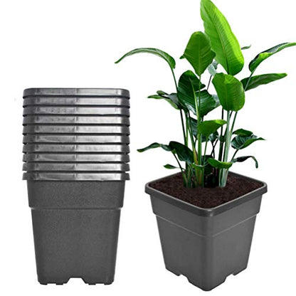 Square Nursery Pots Plant Pots Grow Pots Nursery Container for Planting Soil Plants 3.15 Gallon 10Pcs - color: Black, size: 3 Gallon
