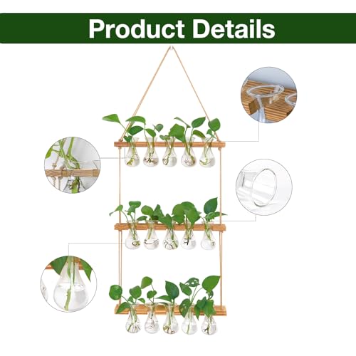XXXFLOWER Wall Hanging Propagation Station 5 Bulb Vase 3 Tiers - size: Natural-15 Bulb Vase